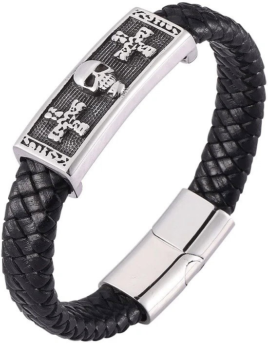 Predator Q1 bőr karkötő - koponya 19,5cm PD0483-2/V