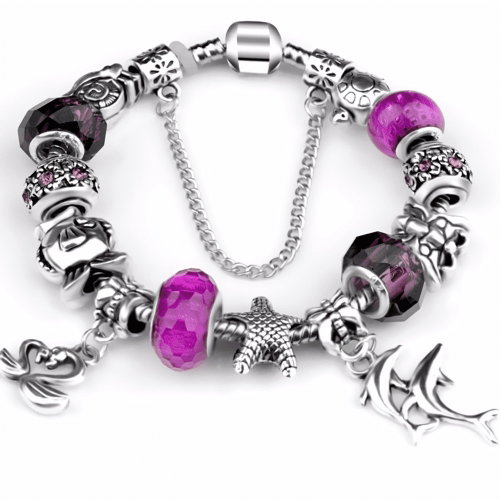 Silver Star Ladies bracelet purple crown -1/V 18 - Bracelet - Main image
