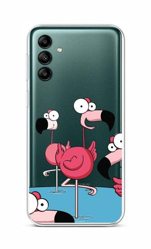 TopQ Kryt Samsung A04s Cartoon Flamingos 87069 - Phone Cover - Main image
