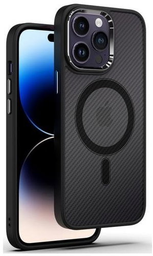 TopQ Kryt Magnetic Carbon iPhone 14 Pro Max pevný tmavý 87017 - Phone Cover - Main image