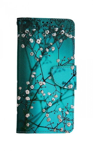 TopQ Pouzdro Vivo Y35 knížkové Modré s květy 85381 - Phone Cover - Main image