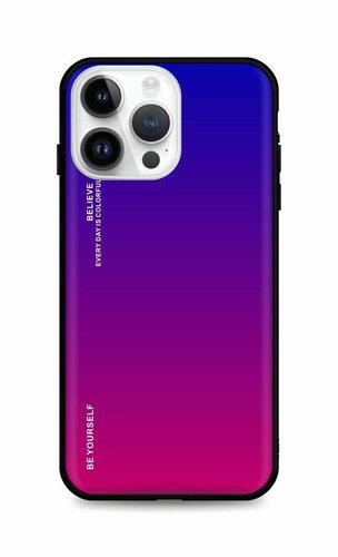 TopQ Kryt LUXURY iPhone 14 Pro Max pevný duhový fialový 84774 - Phone Cover - Main image