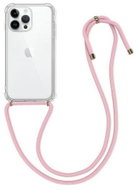 TopQ Kryt iPhone 14 Pro Max s růžovou šňůrkou průhledný 82597 - Phone Cover