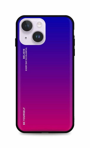 TopQ Kryt LUXURY iPhone 14 pevný duhový fialový 82494 - Phone Cover - Main image