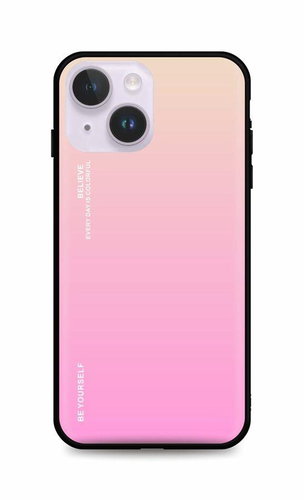 TopQ Kryt LUXURY iPhone 14 pevný duhový meruňkový 82493 - Phone Cover - Main image