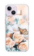 TopQ Kryt iPhone 14 Ruže s motýľom 81937 - Kryt na mobil