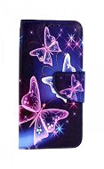 Phone Cover TopQ Pouzdro Samsung A40 knížkové Modré s motýlky 81012 - Kryt na mobil