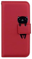 TopQ Pouzdro Xiaomi Redmi Note 9 knížkové vínové s kočičkou 84208 - Phone Cover