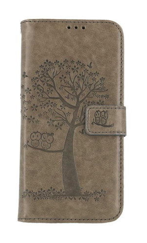 TopQ Pouzdro Samsung A34 knížkové Šedý strom sovičky 93558 - Phone Cover - Main image