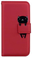 TopQ Pouzdro Samsung A13 knížkové vínové s kočičkou 84290 - Phone Cover