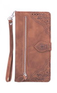 TopQ Pouzdro Samsung A12 knížkové se zipem hnědé 84279 - Phone Case