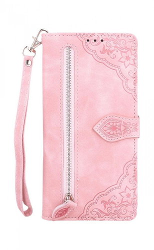 TopQ Pouzdro Samsung A12 knížkové se zipem růžové 84277 - Phone Case - Main image