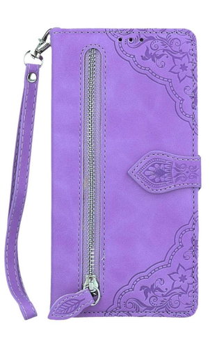 TopQ Pouzdro Samsung A12 knížkové se zipem fialové 94093 - Phone Case - Main image