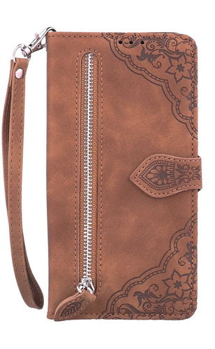 TopQ Pouzdro Samsung A53 5G knížkové se zipem hnědé 93149 - Phone Case - Main image