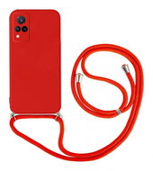 TopQ Kryt Vivo V21 5G červený se šňůrkou 93889 - Phone Cover