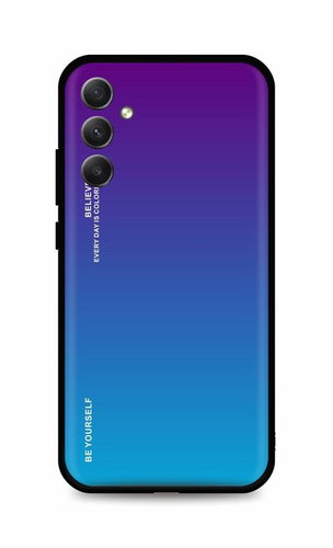 TopQ Kryt LUXURY Samsung A34 pevný duhový purpurový 93349 - Phone Cover - Main image