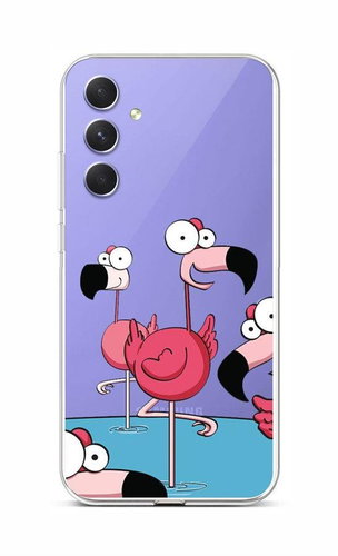 TopQ Kryt Samsung A54 5G Cartoon Flamingos 93263 - Phone Cover - Main image