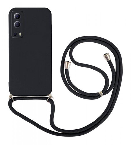 TopQ Kryt Vivo Y72 5G černý se šňůrkou 93950 - Phone Cover - Main image