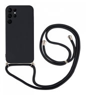 TopQ Kryt Samsung S22 Ultra černý se šňůrkou 93475 - Phone Cover
