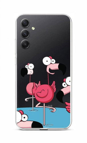 TopQ Kryt Samsung A34 Cartoon Flamingos 93185 - Phone Cover - Main image