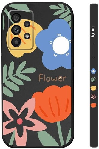 TopQ Kryt Samsung A53 5G Malované květy černý 94556 - Phone Cover - Main image