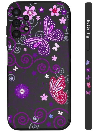 TopQ Kryt Samsung A13 Fialoví motýlci černý 94552 - Phone Cover - Main image