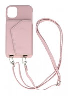 TopQ Kryt Wallet Leather iPhone 11 růžový se šňůrkou 94600 - Phone Cover