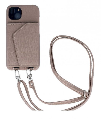 TopQ Kryt Wallet Leather iPhone 14 hnědý se šňůrkou 94619 - Phone Cover - Main image