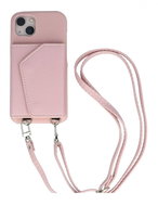 TopQ Kryt Wallet Leather iPhone 13 růžový se šňůrkou 94616 - Phone Cover