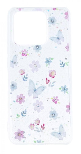 TopQ Kryt Glitter Xiaomi Redmi 10C Květy s motýlky 94662 - Phone Cover - Main image