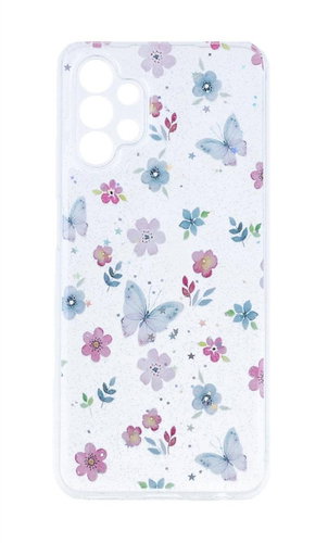TopQ Kryt Glitter Samsung A13 Květy s motýlky 94657 - Phone Cover - Main image