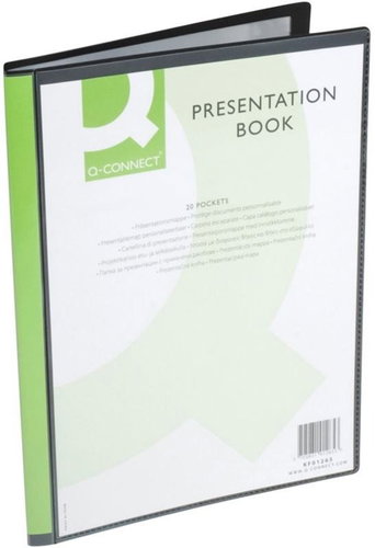 Q-CONNECT A4, 20 Pockets, Black - Document Folder - Main image