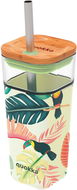 Láhev na pití Quokka Liquid Cube s brčkem tropical toucans  - Láhev na pití