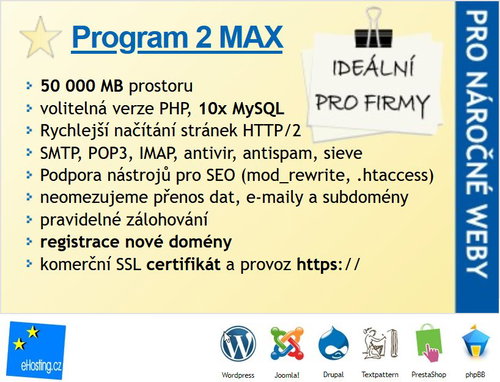 Webhosting 50GB s HTTPS + registrace domény zdarma - Voucher: - Main image