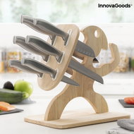 Sada nerezových nožů s dřevěným podstavcem, Spartan bojovníka InnovaGoods 7 Kusů. - Voucher: