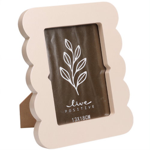 Home Styling Collection BASE photo frame with corrugated edge 18,5 × 2,2 × 23,3 cm, beige - Photo Frame - Main image