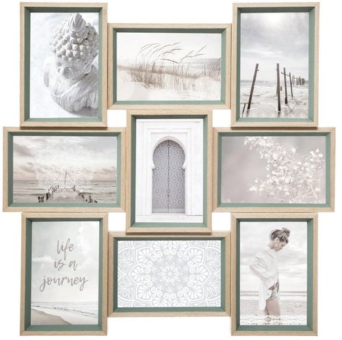 Atmosphera Moly Picture frame, 9 photos Atmosphera créateur d'intérieurm, green - Photo Frame - Main image