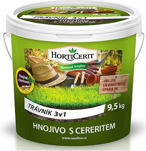 HORTICERIT - Manure. on lawn 3 in 1 (bucket) 9.5 kg - Fertiliser - Main image