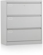 Rauman double row metal filing cabinet A4 - 3 drawers, RAL 7035 - Drawer Chest