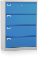 Rauman double row metal filing cabinet A4 - 4 drawers, RAL 5012 / RAL 7035 - Drawer Chest