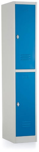 Rauman 2box metal wardrobe, swivel lock, RAL 5012 - Workshop Furniture Set - Main image