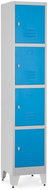 Rauman 4-box metal wardrobe on reg. legs, swivel lock, RAL 5012 - Workshop Furniture Set