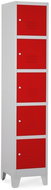 Rauman 5-box metal wardrobe on legs, cylinder. lock, RAL 3000 - Workshop Furniture Set