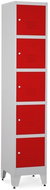 Rauman 5-box metal wardrobe on reg. legs, cylinder. lock, RAL 3000 - Workshop Furniture Set