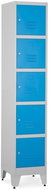 Rauman 5-box metal wardrobe on reg. legs, cylinder. lock, RAL 5012 - Workshop Furniture Set