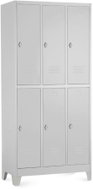 Rauman 6-box metal wardrobe on legs, swivel lock, RAL 7035 - Workshop Furniture Set