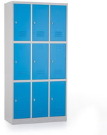 Rauman 9-box metal wardrobe, swivel lock, RAL 5012 - Workshop Furniture Set
