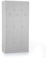 Rauman 9-box metal wardrobe, swivel lock, RAL 7035 - Workshop Furniture Set