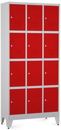 Rauman 12-box metal wardrobe on reg. legs, cylinder. lock, RAL 3000 - Workshop Furniture Set