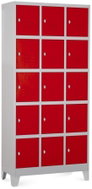 Rauman 15-box metal wardrobe on legs, swivel lock, RAL 3000 - Workshop Furniture Set